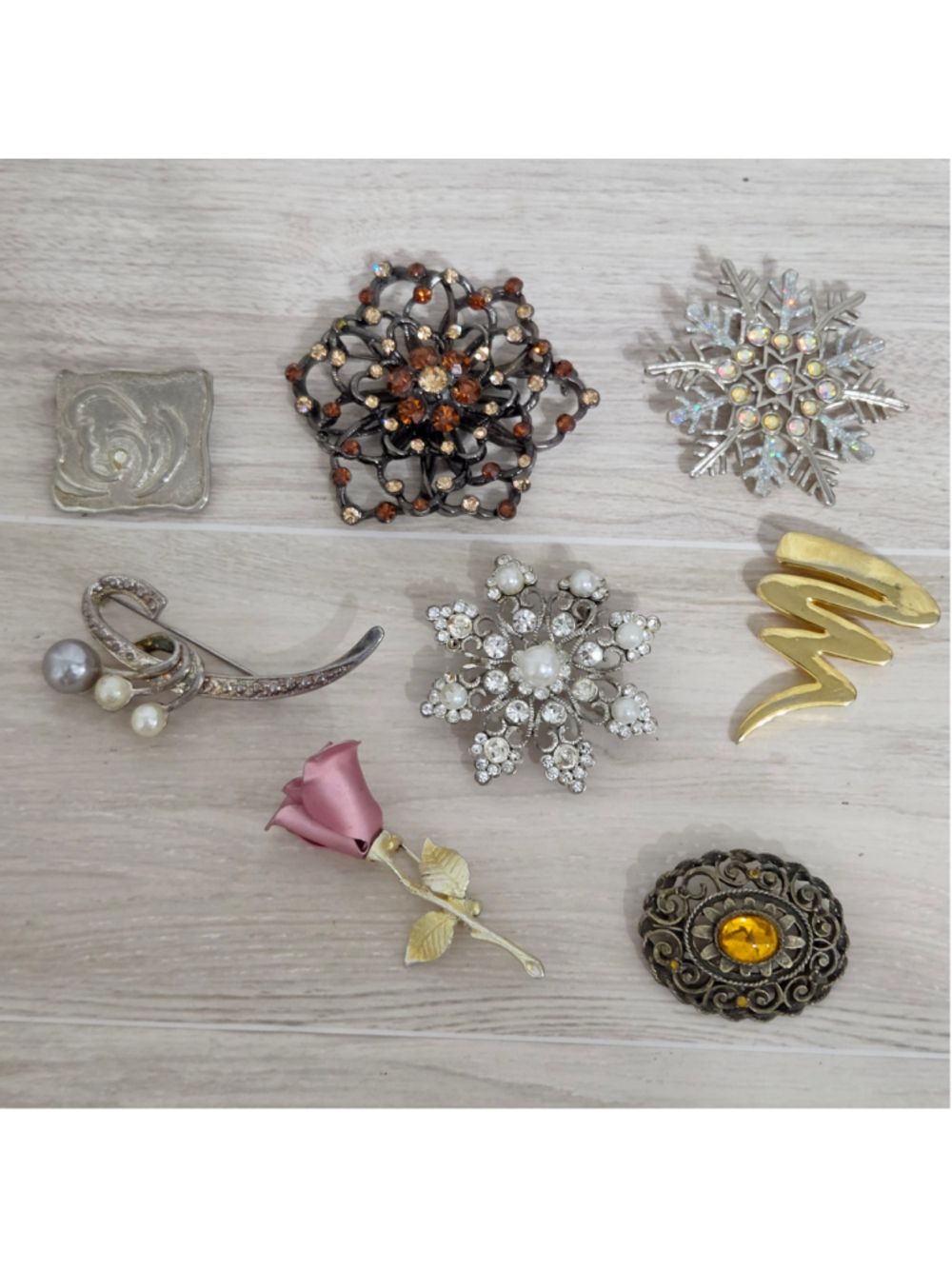 Women's Unbranded Assorted Vintage Brooch Collection, One Size, Silver and Gold